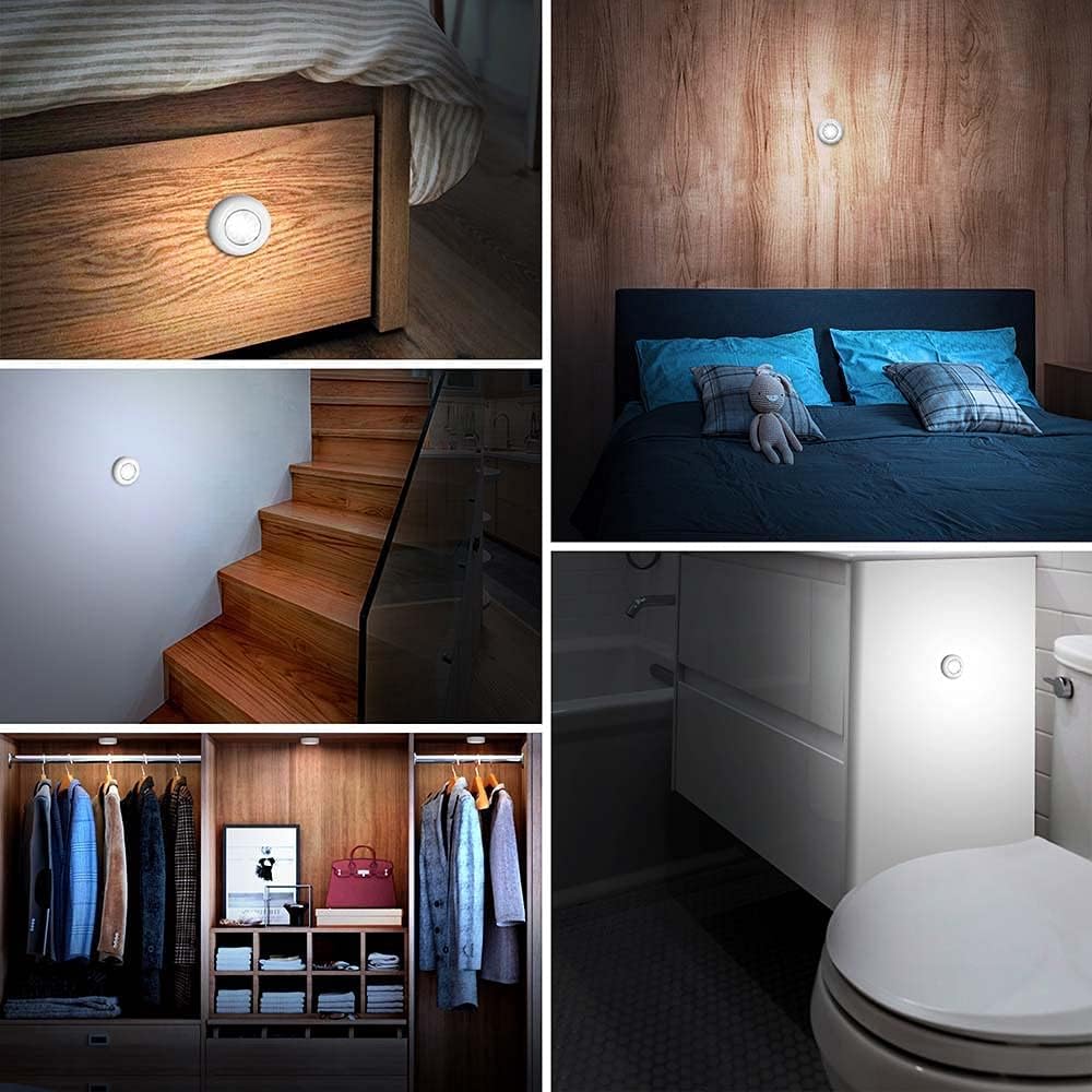LuminAura LED Puck Lights – Hallway and Closet Decor Touch Lights, Battery Wall Sconce Style