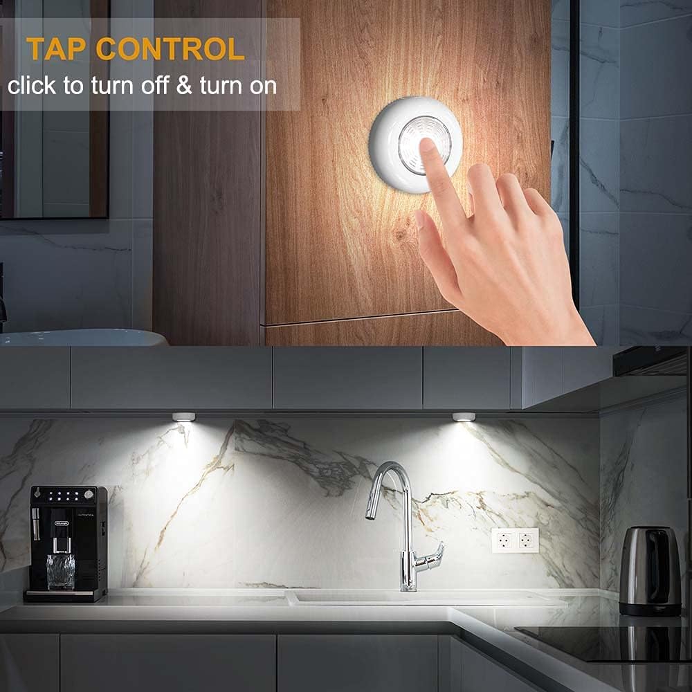 LuminAura LED Puck Lights – Hallway and Closet Decor Touch Lights, Battery Wall Sconce Style