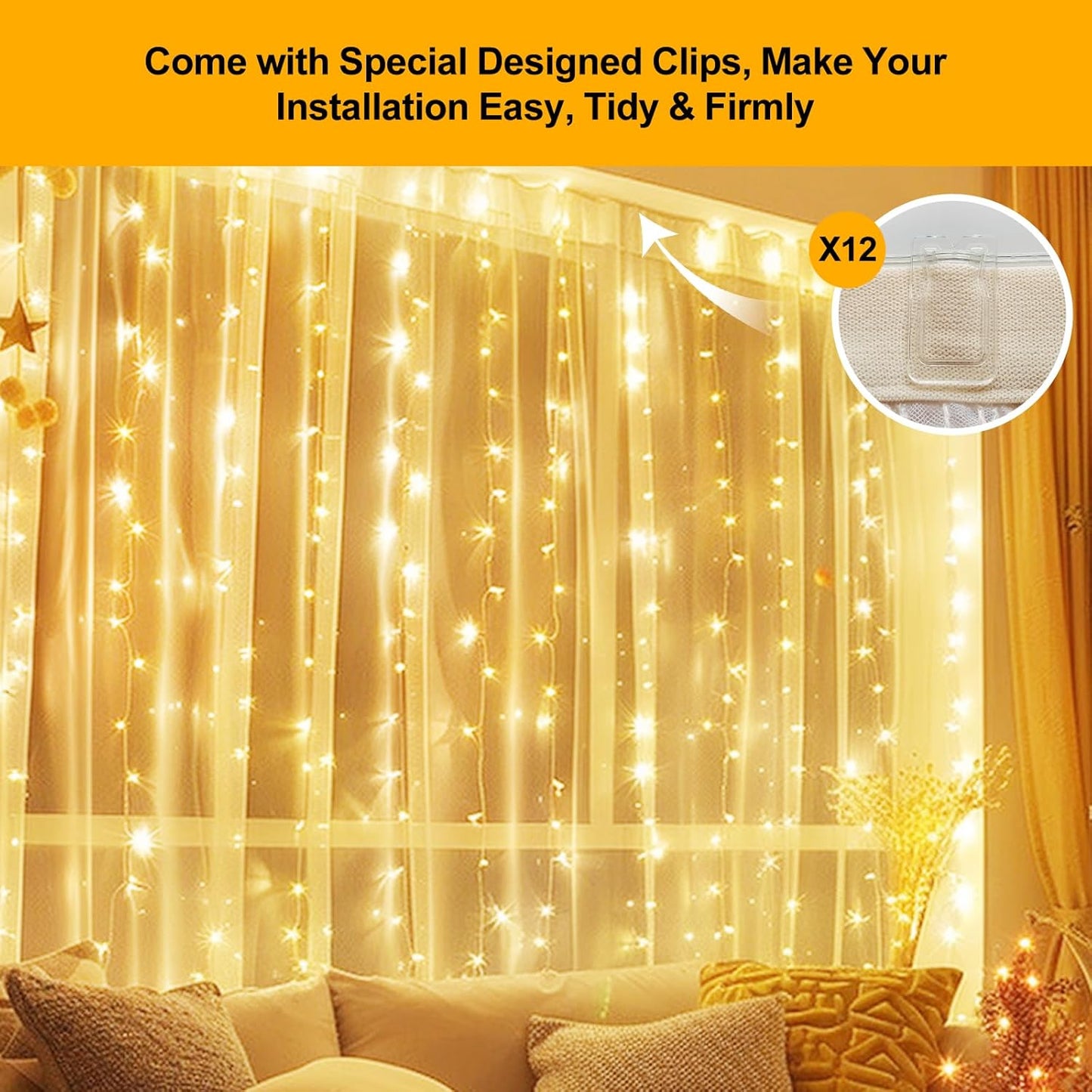 Luminos Glow LED Curtain Lights – Smoke-Free Alternative to Candles for Cozy Evenings