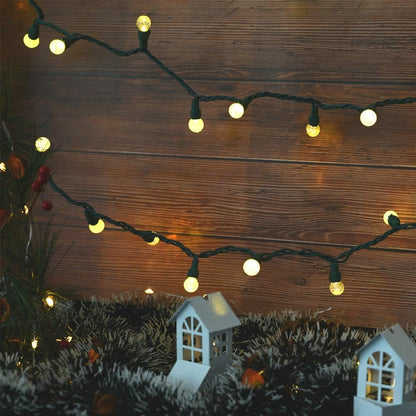 LYCKLIG Globe String Lights – Warm White Home Accent for Reading Nook, Shelf, and Mantel Styling, 70 LED Glass Globe