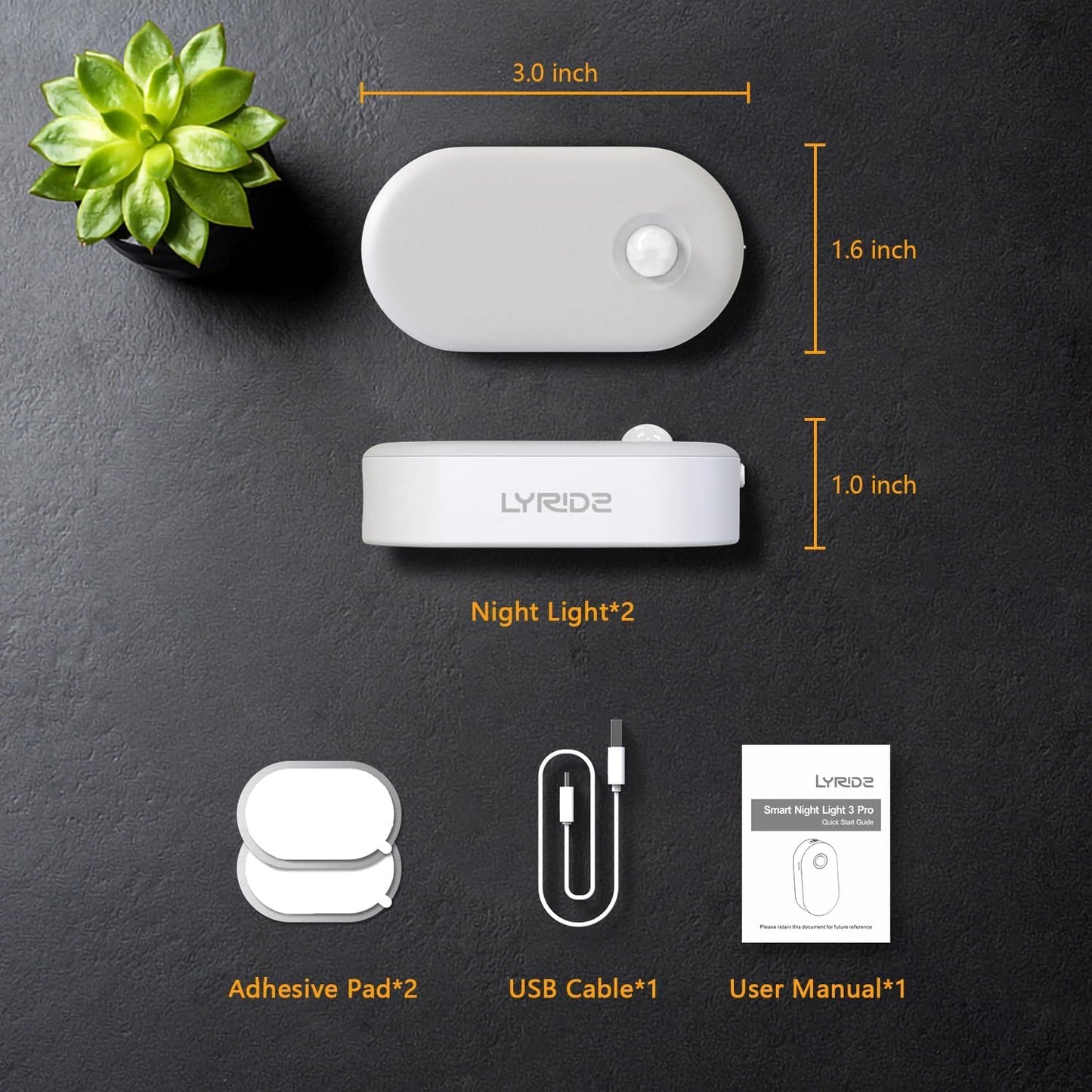 Lyridz Motion Activated Stick On Night Light for Small Apartments, Tool Free Wireless LED That Disappears Into Neutral Decor