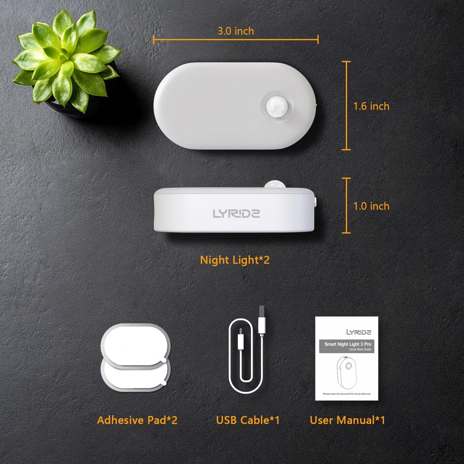 Lyridz Motion Activated Stick On Night Light for Small Apartments, Tool Free Wireless LED That Disappears Into Neutral Decor