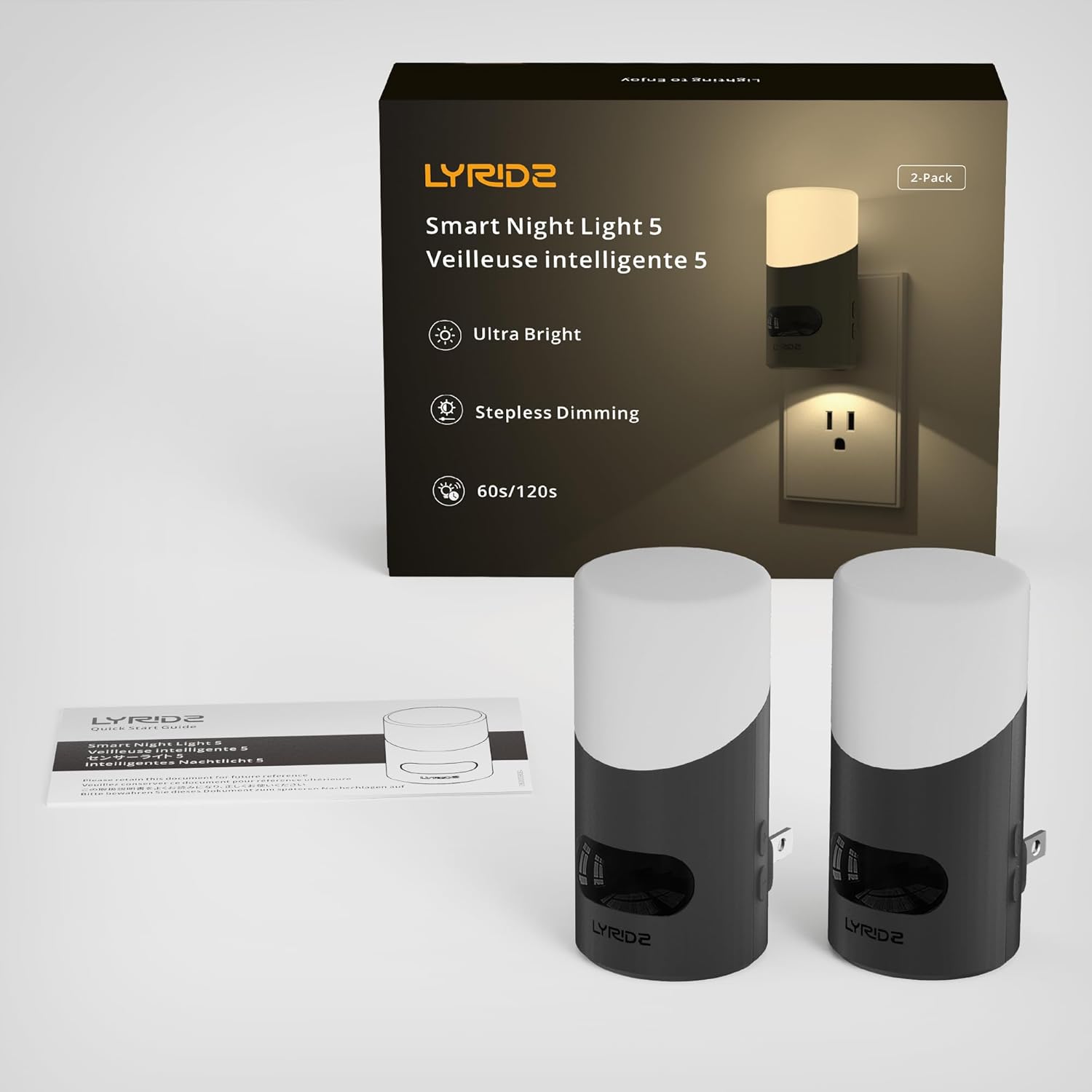 Lyridz Motion Sensor Night Light – Neutral Bronze and Black Finish for Intentional Living Spaces, Plug-in Dimmable