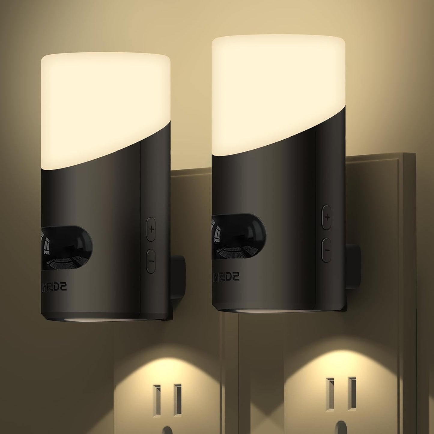 Lyridz Motion Sensor Night Light – Neutral Bronze and Black Finish for Intentional Living Spaces, Plug-in Dimmable