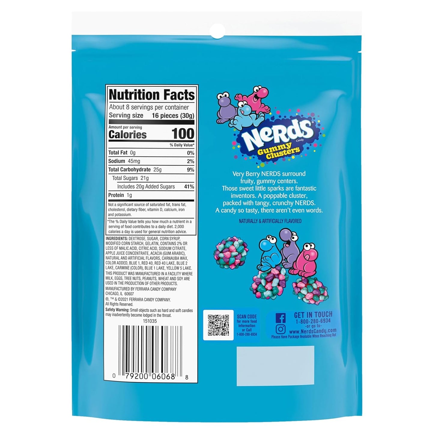 NERDS Juicy Gummy Clusters – Pantry Candy Drawer Snack for Kids Ages 6 Plus, 2-Pack Recloseable Bags