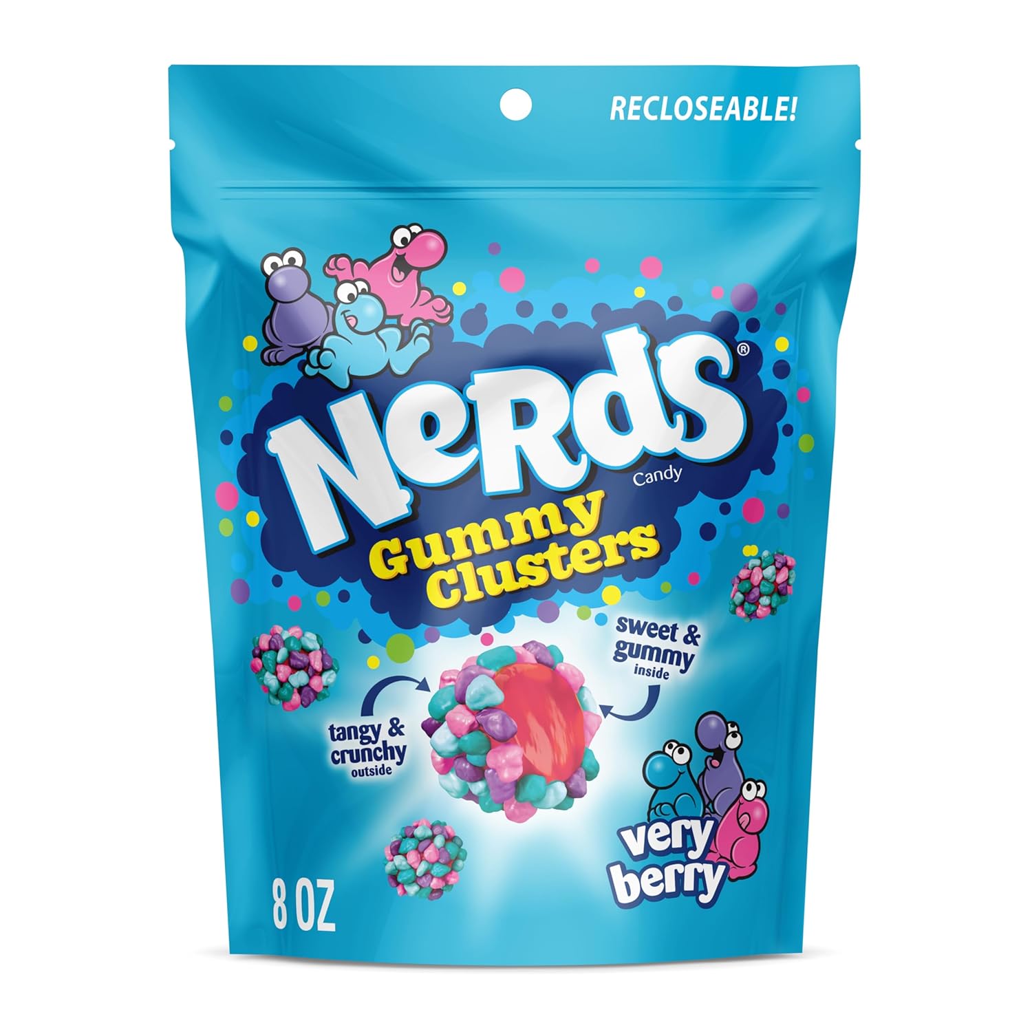 NERDS Juicy Gummy Clusters – Pantry Candy Drawer Snack for Kids Ages 6 Plus, 2-Pack Recloseable Bags
