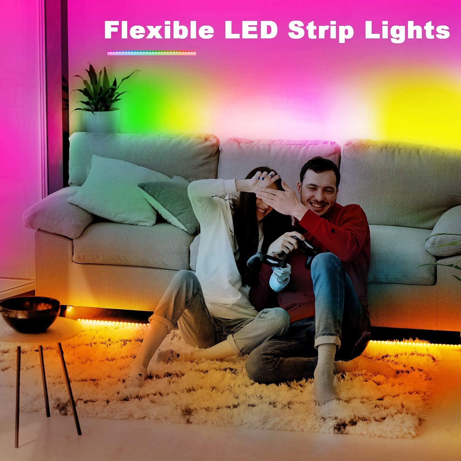 PHOPOLLO RGB LED Strip Lights – Child Friendly Bedroom Lighting, No Heat Touchable Strip