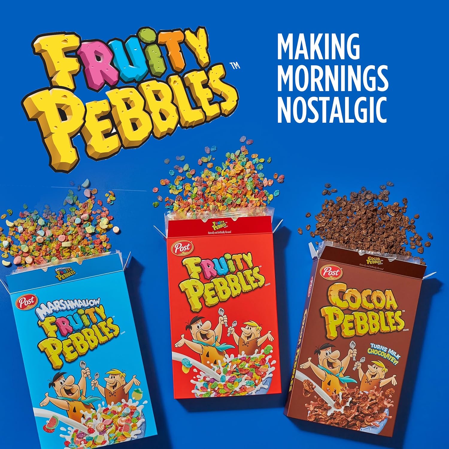 Post Fruity Pebbles Cereal – Family Size Gluten Free Cereal for Shared Kids Breakfast Bowl