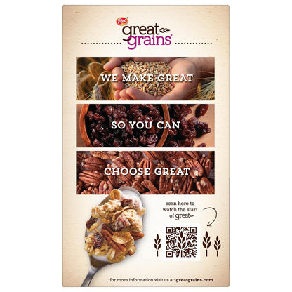 Post Great Grains Raisins Dates Pecans Cereal – No Artificial Colors Whole Grain Breakfast for Mindful Eating, 16 oz