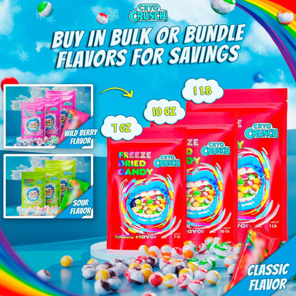 Primary Colors Candy Freeze Dried Candy 10oz Allergy-Friendly Resealable Pouch - Car Cup Holder Snack for Road Trips with Kids