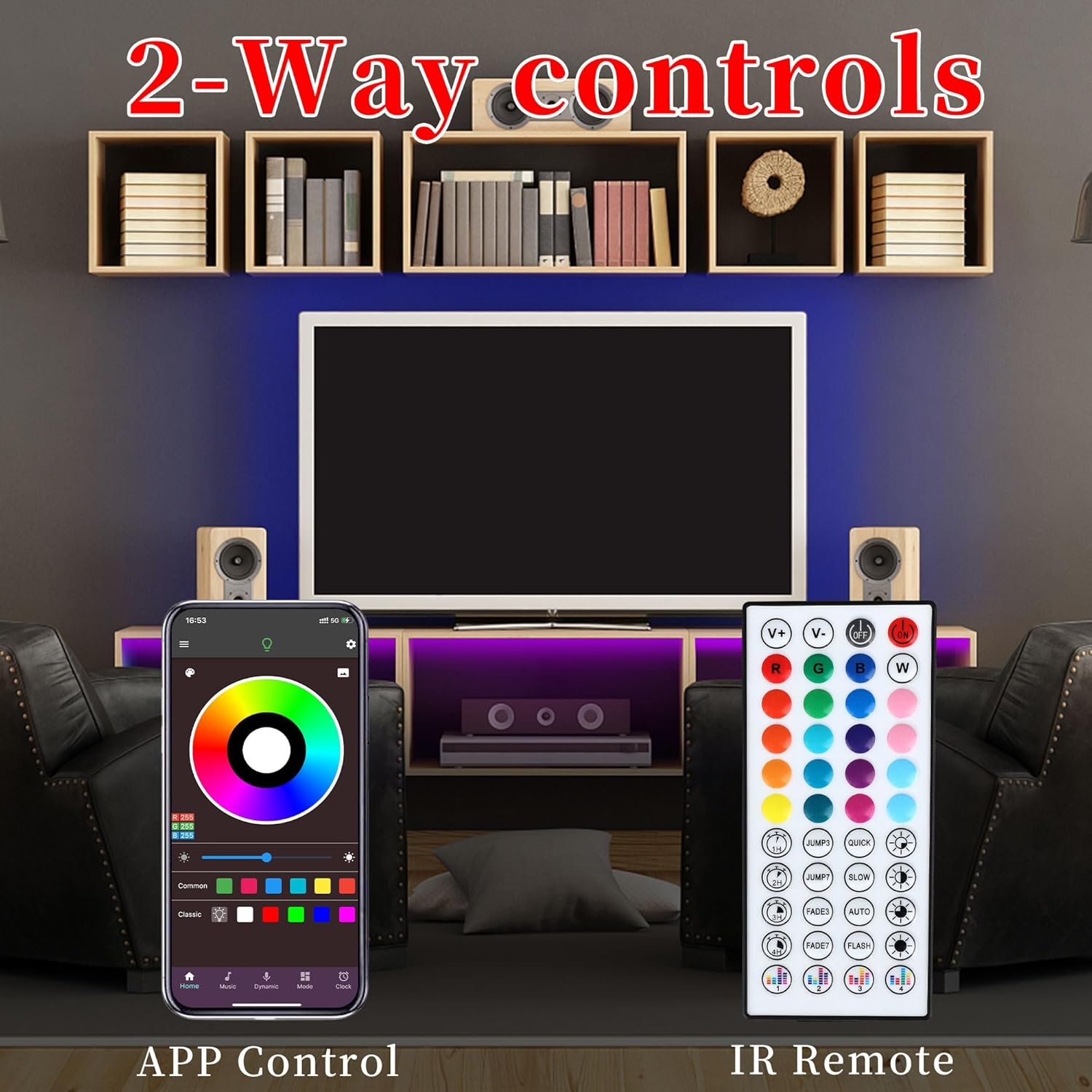 QZYL LED Strip Lights for Small Apartments, Low-Profile Adhesive Backing for Clean Walls