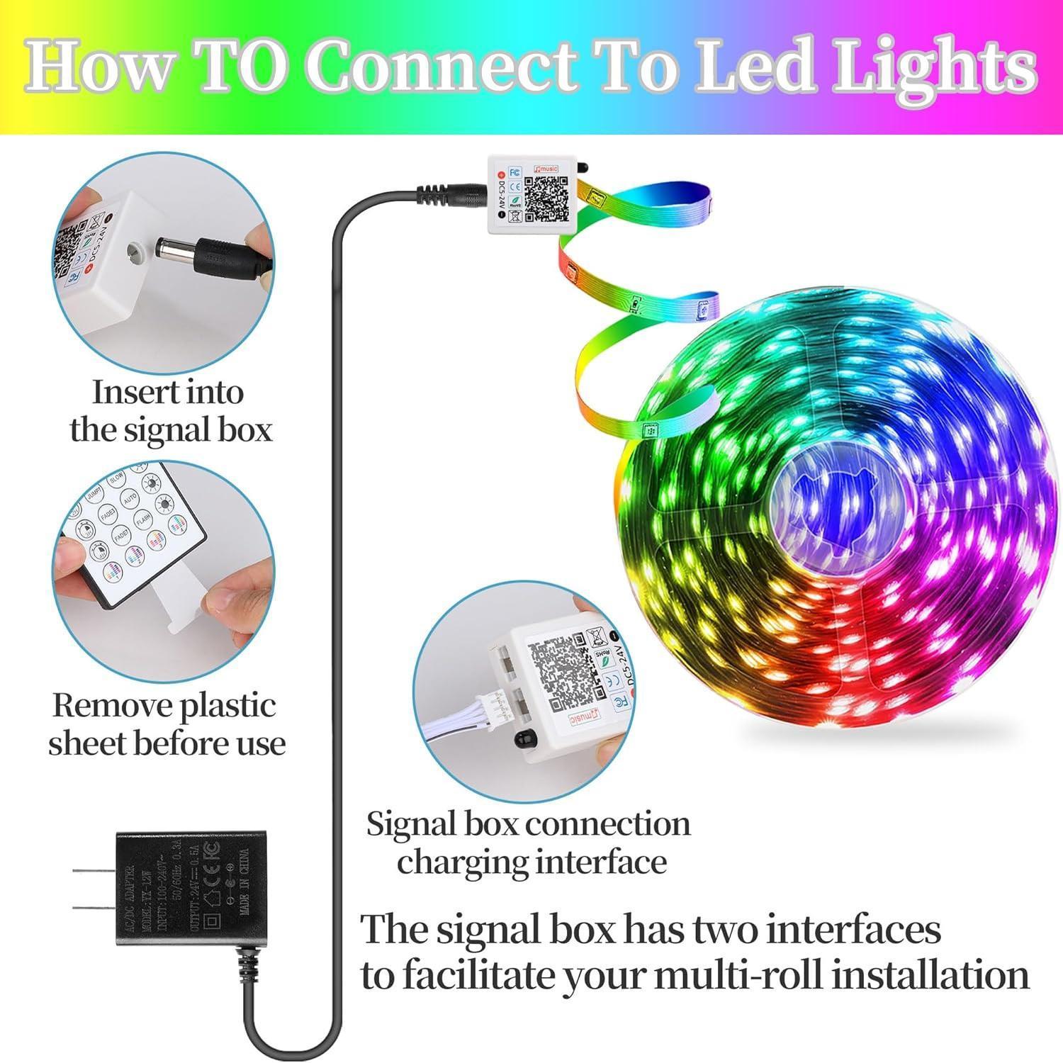 QZYL LED Strip Lights for Small Apartments, Low-Profile Adhesive Backing for Clean Walls