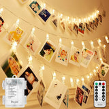 Decute 50 Clips LED String Lights – Family Living Room Kids' Art Display, Warm White LED Memo Holder