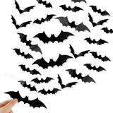 DIYASY Halloween Bat Decorations 120 Pcs 3D PVC Wall Stickers for Bedroom Dorm and Apartment Seasonal Wall Styling