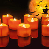 Homemory LED Battery Tea Lights Orange 12 Pack with Replaceable Batteries — Heat Free Electric Votive Candles for Safe Autumn Decorating