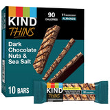 KIND THINS Dark Chocolate Nuts & Sea Salt Bars – Nutrient-Dense Snack for Dental-Friendly Wellness and Migraine Support, 0.74 oz, 10 Count