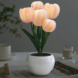 Pink Tulip Ceramic Lamp – Smokeless LED Bedside Light for Sleepers Sensitive to Open Flame