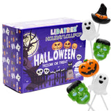Halloween Monster Lollipops for Kids Party Favors - Individually Wrapped 24 Pack of Pumpkin Ghost Witch and Frankenstein Suckers