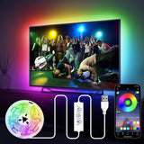 HOUHUI RGB LED Strip 13ft – Dorm Room Decor Backlight for TV and Desk with Music Reactive Glow and USB Plug-and-Play Design