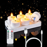 Homemory Rechargeable Tealights for Dining Room Centerpieces, Smokeless 3D Flame Design