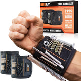 HIEEY Magnetic Wristband for Screws and Drill Bits 2 Pack – Last Minute Father's Day Gift for Handy Dad, Gift Box Gadgets for Men Husband Boyfriend