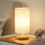 Fenmzee Small Nightstand Lamp for Family Bedroom - Tip-Stable Wood Base Lamp with No Heat Risk and Flicker-Free Glow