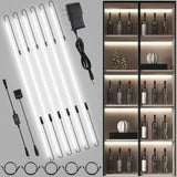 JUSJUBR Dimmable Shelf Lighting for Cozy Atmosphere, COB Strip Lights for Dining Room Hutch and Study Bookshelf