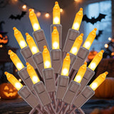 LumDecor Worry Free Halloween Lights – UL Certified 21 ft String Lights Orange Bulbs Brown Wire, Leave On Overnight Without Fire Risk