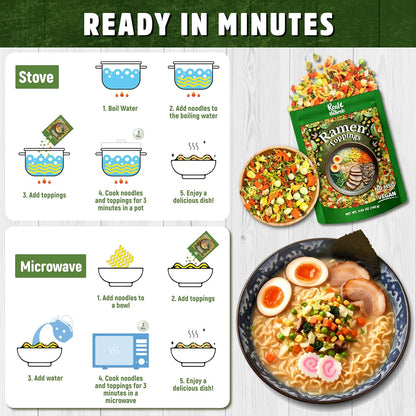 VeggieRush Dehydrated Ramen Toppings – Compact Vegetable Pack for Hiking and Emergency Kits
