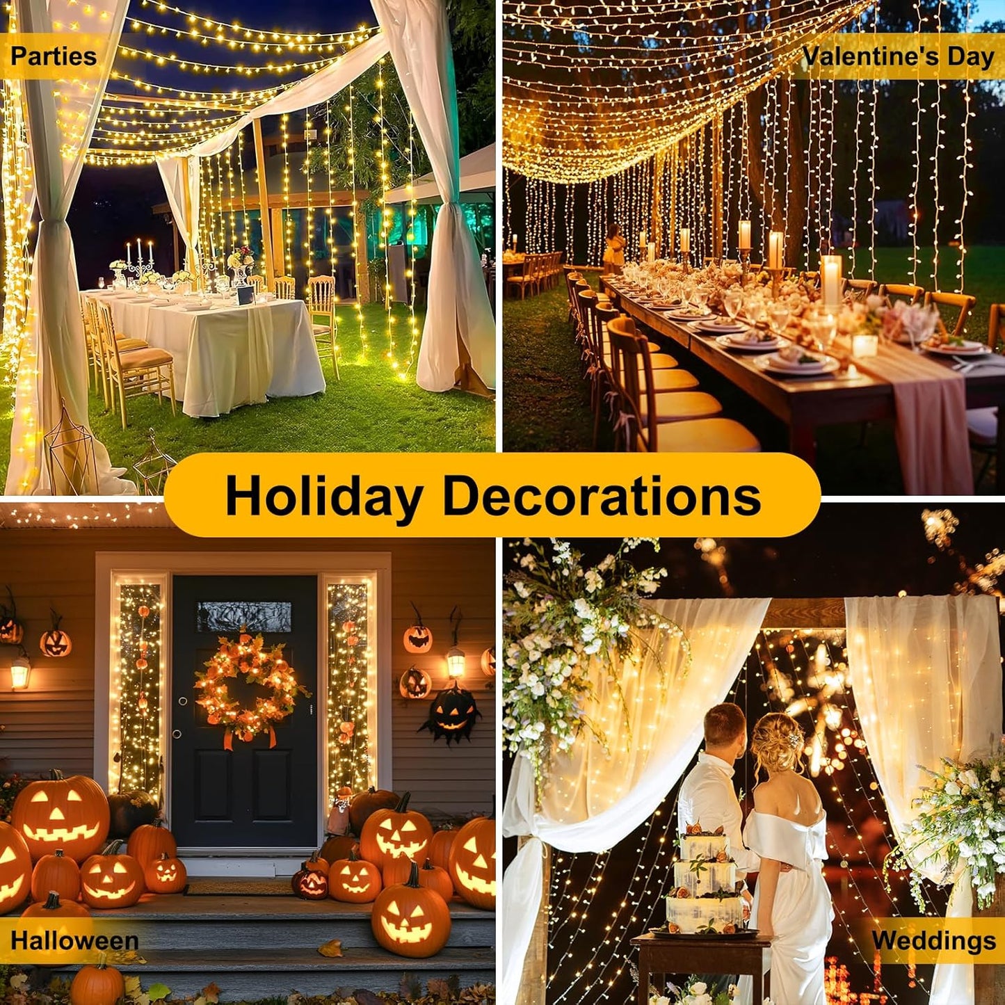 Warm White String Lights for Reading Nook and Holiday Decor, Dimmable 8 Mode Indoor Fairy Lights