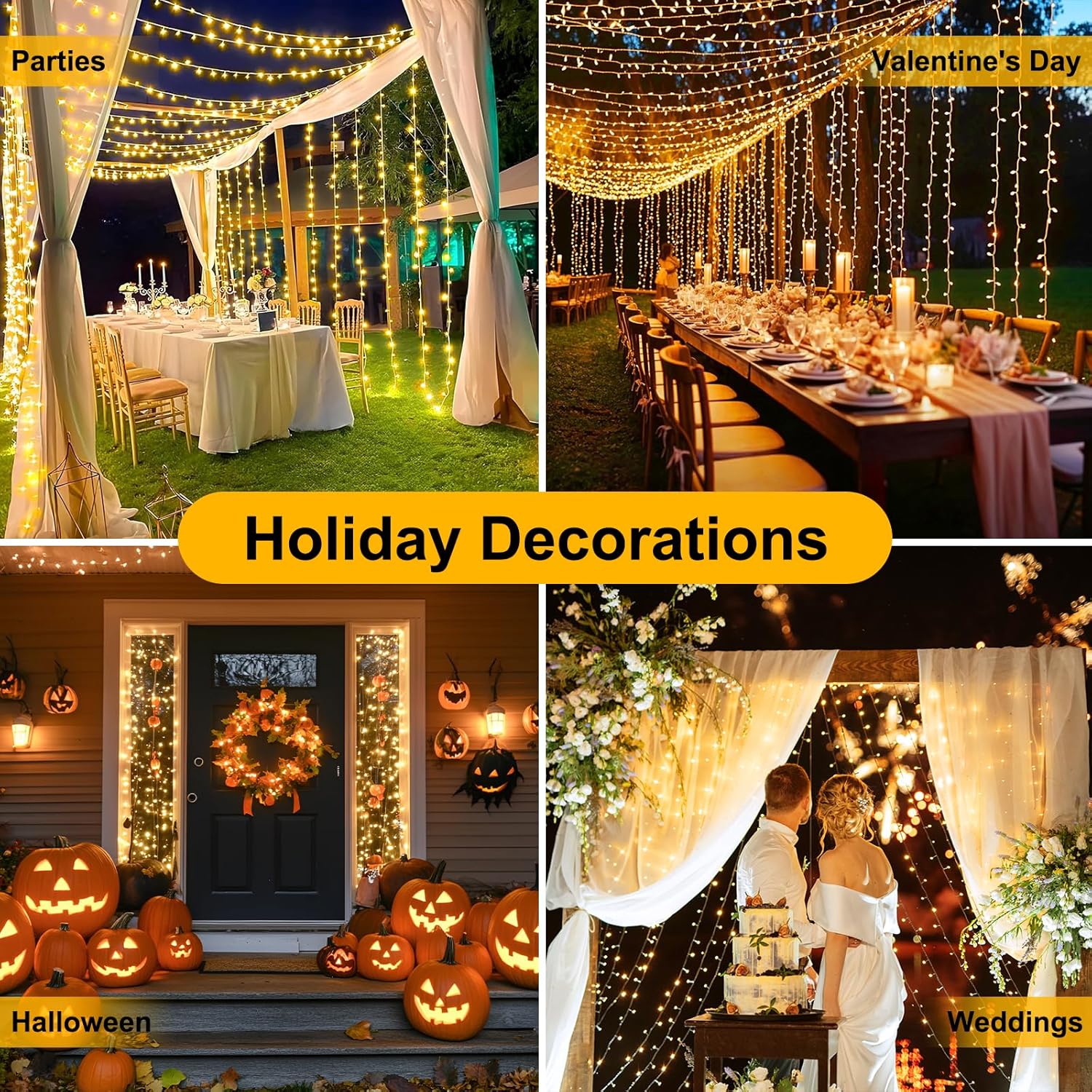 Warm White String Lights for Reading Nook and Holiday Decor, Dimmable 8 Mode Indoor Fairy Lights